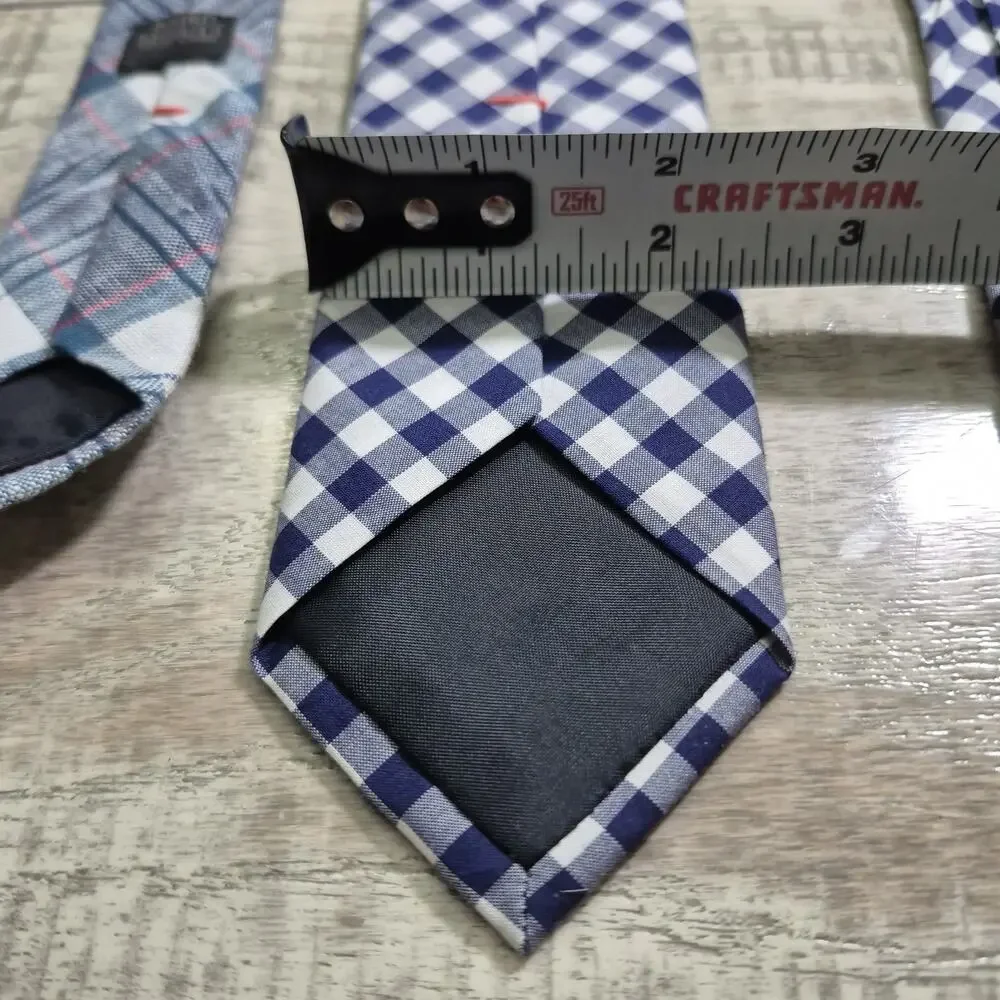 J.Crew Handmade USA Tie Lot Plaid Linen Baird McNutt & Blue Gingham Neckties